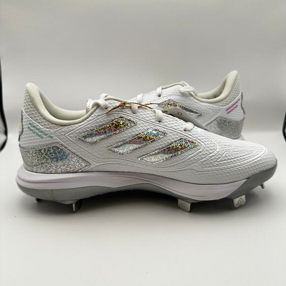 Adidas ID1664 adizero PureHustle 3 Sis B Women sz 9 Metal Baseball Cleat White - Picture 5 of 12